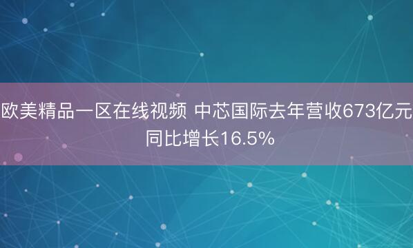 欧美精品一区在线视频 中芯国际去年营收673亿元 同比增长16.5%