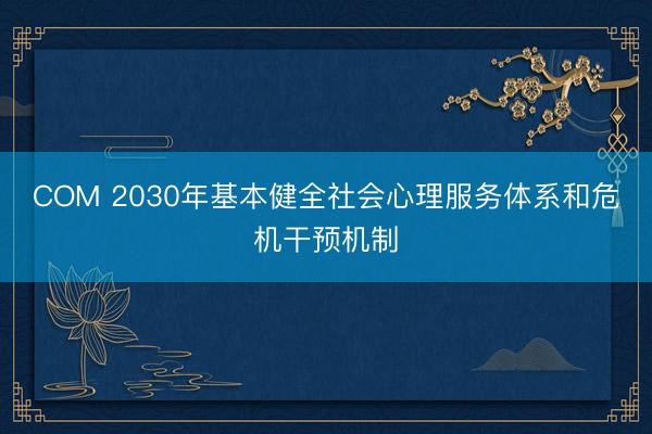 COM 2030年基本健全社会心理服务体系和危机干预机制