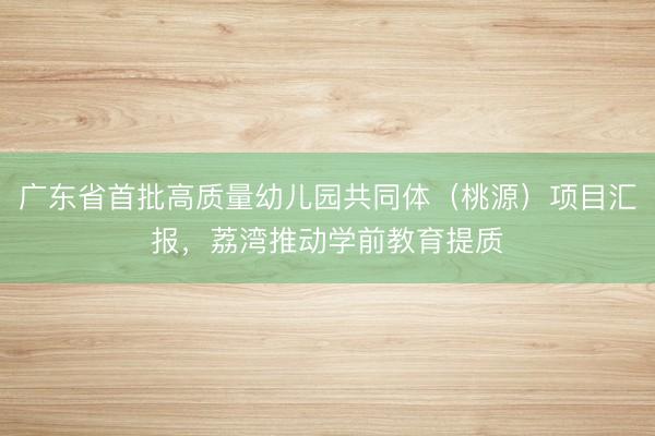 广东省首批高质量幼儿园共同体（桃源）项目汇报，荔湾推动学前教育提质