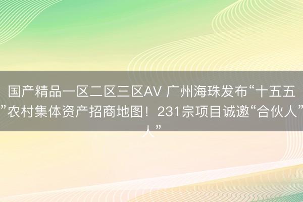 国产精品一区二区三区AV 广州海珠发布“十五五”农村集体资产招商地图！231宗项目诚邀“合伙人”
