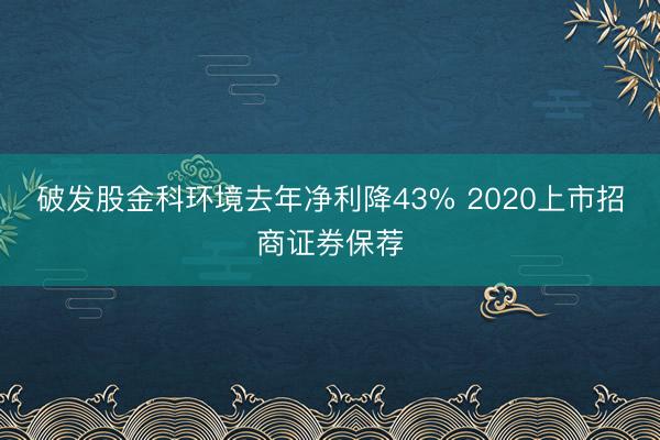 破发股金科环境去年净利降43% 2020上市招商证券保荐