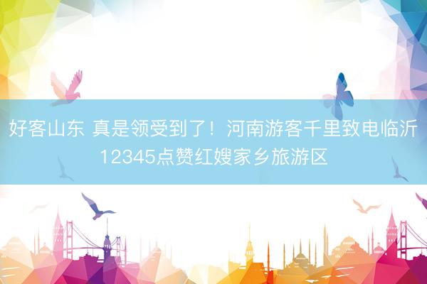 好客山东 真是领受到了！河南游客千里致电临沂12345点赞红嫂家乡旅游区