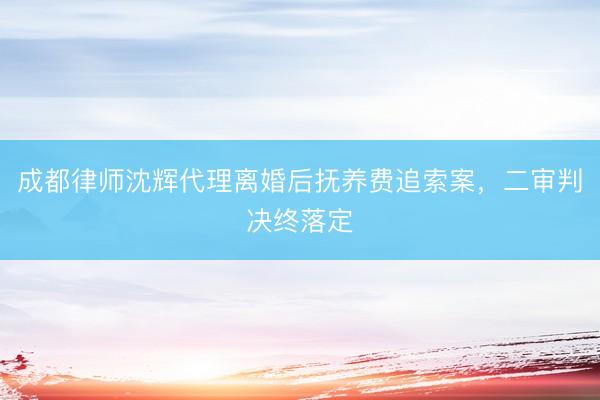 成都律师沈辉代理离婚后抚养费追索案，二审判决终落定