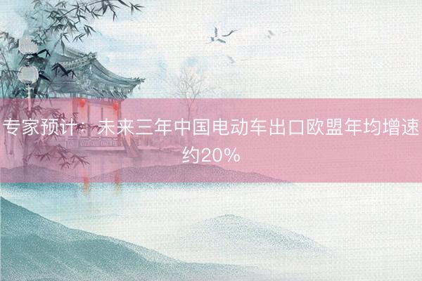 专家预计：未来三年中国电动车出口欧盟年均增速约20%