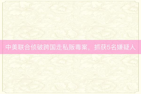 中美联合侦破跨国走私贩毒案，抓获5名嫌疑人