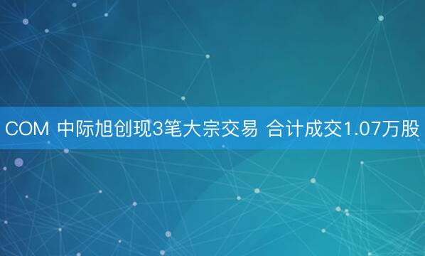 COM 中际旭创现3笔大宗交易 合计成交1.07万股