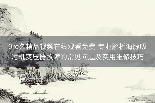 9re久精品视频在线观看免费 专业解析海豚吸污机变压器故障的常见问题及实用维修技巧