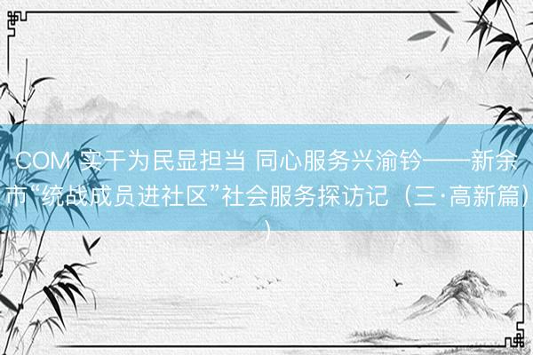 COM 实干为民显担当 同心服务兴渝钤——新余市“统战成员进社区”社会服务探访记（三·高新篇）