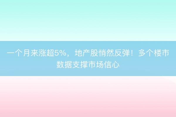 一个月来涨超5%，地产股悄然反弹！多个楼市数据支撑市场信心