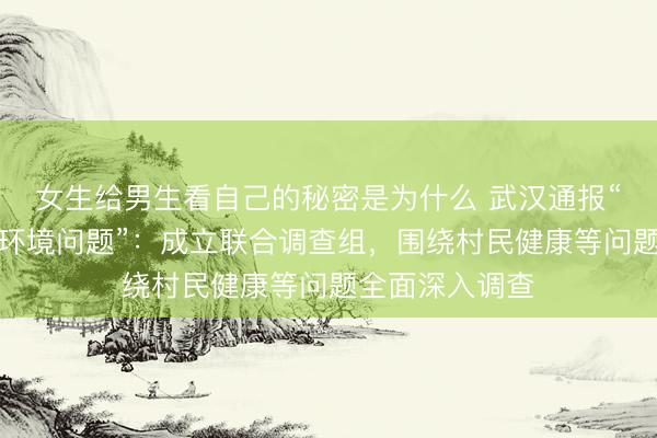女生给男生看自己的秘密是为什么 武汉通报“昌盛泡花碱厂环境问题”：成立联合调查组，围绕村民健康等问题全面深入调查