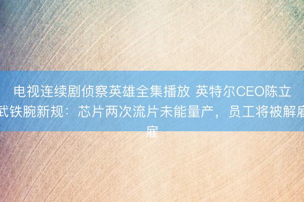 电视连续剧侦察英雄全集播放 英特尔CEO陈立武铁腕新规：芯片两次流片未能量产，员工将被解雇