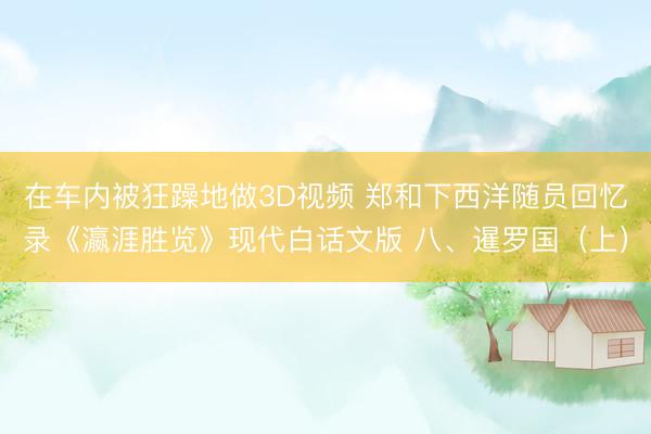 在车内被狂躁地做3D视频 郑和下西洋随员回忆录《瀛涯胜览》现代白话文版 八、暹罗国（上）