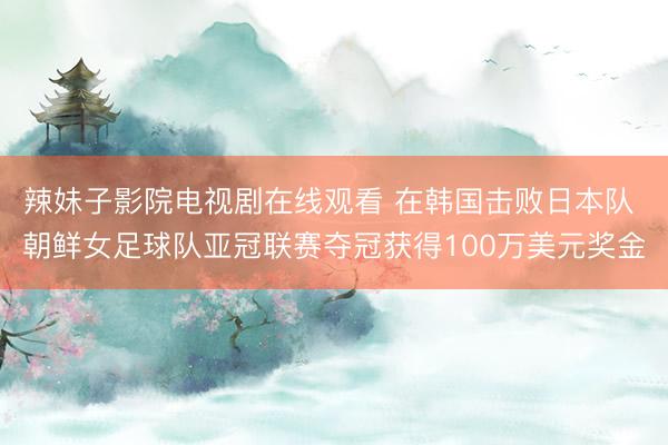 辣妹子影院电视剧在线观看 在韩国击败日本队 朝鲜女足球队亚冠联赛夺冠获得100万美元奖金