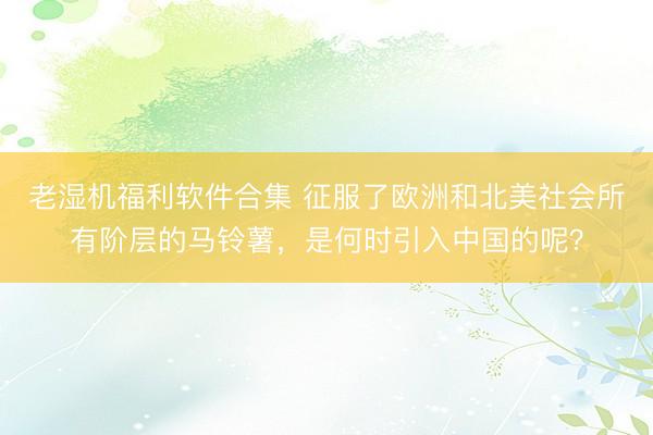 老湿机福利软件合集 征服了欧洲和北美社会所有阶层的马铃薯，是何时引入中国的呢？
