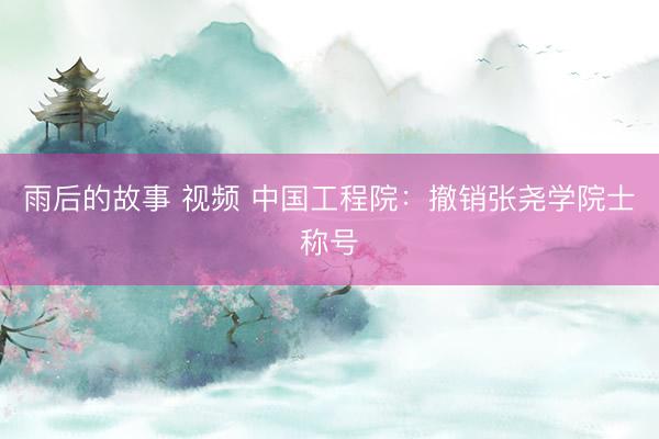 雨后的故事 视频 中国工程院：撤销张尧学院士称号