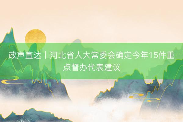 政声直达｜河北省人大常委会确定今年15件重点督办代表建议