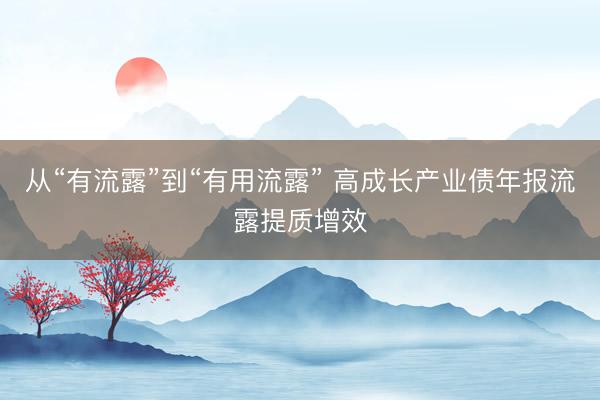 从“有流露”到“有用流露” 高成长产业债年报流露提质增效
