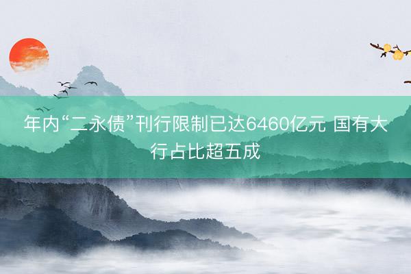 年内“二永债”刊行限制已达6460亿元 国有大行占比超五成