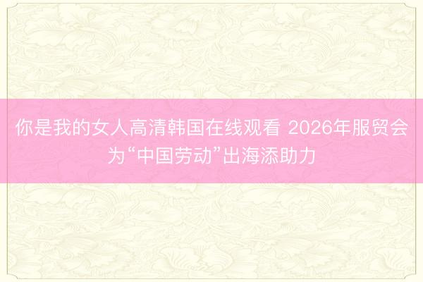你是我的女人高清韩国在线观看 2026年服贸会为“中国劳动”出海添助力