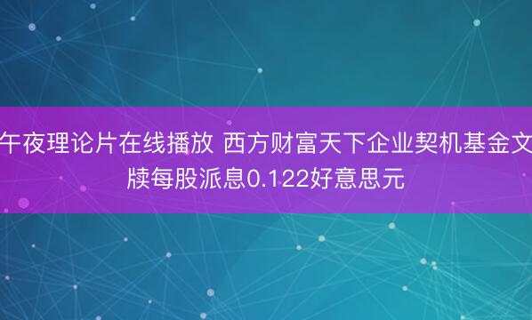 午夜理论片在线播放 西方财富天下企业契机基金文牍每股派息0.122好意思元