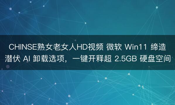 CHINSE熟女老女人HD视频 微软 Win11 缔造潜伏 AI 卸载选项，一键开释超 2.5GB 硬盘空间