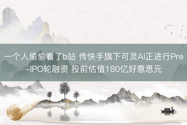 一个人偷偷看了b站 传快手旗下可灵AI正进行Pre-IPO轮融资 投前估值180亿好意思元