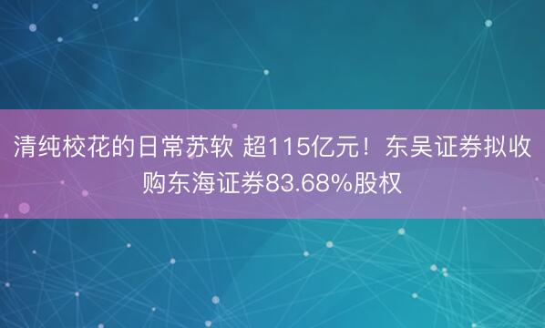 清纯校花的日常苏软 超115亿元!东吴证券拟收购东海证券83.68%股权