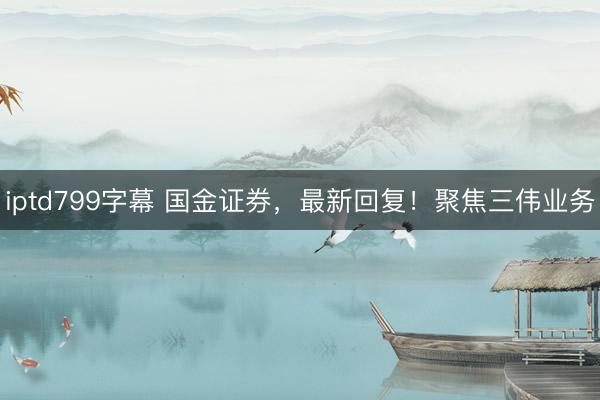 iptd799字幕 国金证券，最新回复！聚焦三伟业务