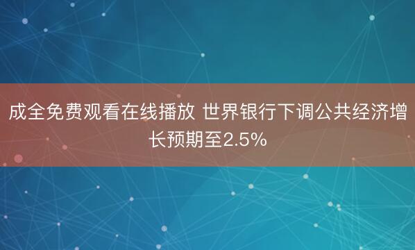 成全免费观看在线播放 世界银行下调公共经济增长预期至2.5%