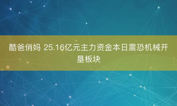 酷爸俏妈 25.16亿元主力资金本日震恐机械开垦板块