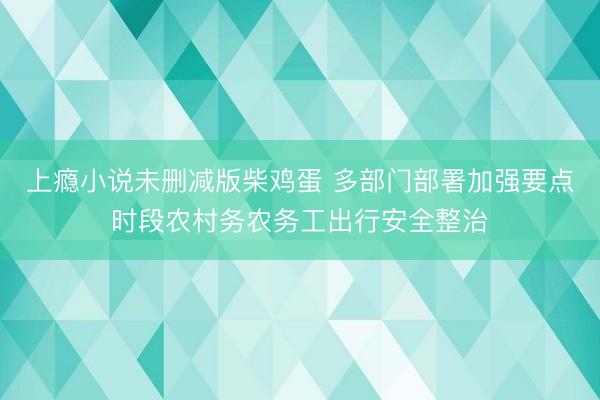 上瘾小说未删减版柴鸡蛋 多部门部署加强要点时段农村务农务工出行安全整治