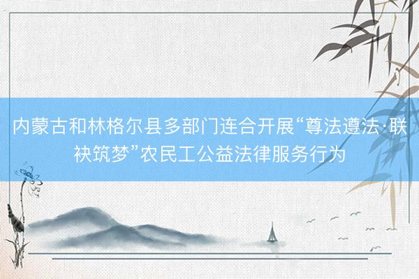 内蒙古和林格尔县多部门连合开展“尊法遵法·联袂筑梦”农民工公益法律服务行为