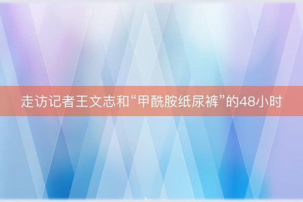 走访记者王文志和“甲酰胺纸尿裤”的48小时