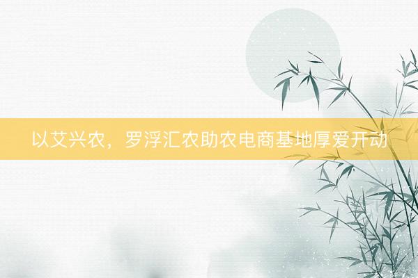 以艾兴农，罗浮汇农助农电商基地厚爱开动
